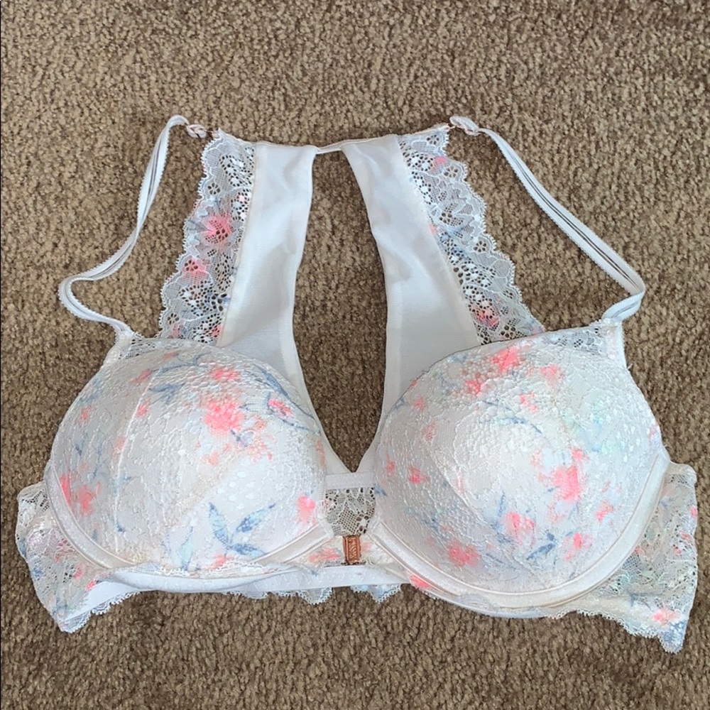 PINK lace back bralette